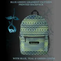Blue Green Gradient Pattern   Printed Backpack