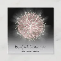 ~ Rose Gold Dahlia Flora Energy Burst AP2 Square Business Card