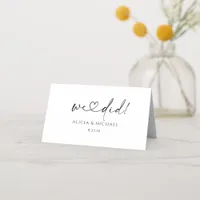 We Did! Elegant Minimalist Handwriting Wedding Place Card