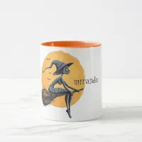 Spooky Witch on Broomstick Mug