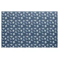 Aviation Navy Blue and White Aeroplane Pattern Fabric