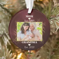 Photo New Grandma Personalized Est. Year Christmas Ornament