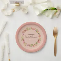 Bridal Shower Pink Flowers Boho Pink Spring Party Paper Plates