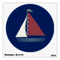 Cute Blue Toy Sailboat Wall Sticker