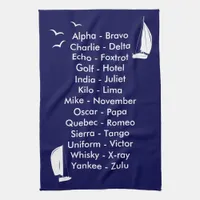 Nautical Phonetic Alphabet Navy Blue Yachting Kitchen Towel