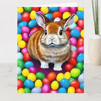 Cute Bunny and Jellybeans Happy Easter Greeting Card