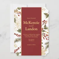 Elegant Christmas Poinsettia Floral Wedding Invitation