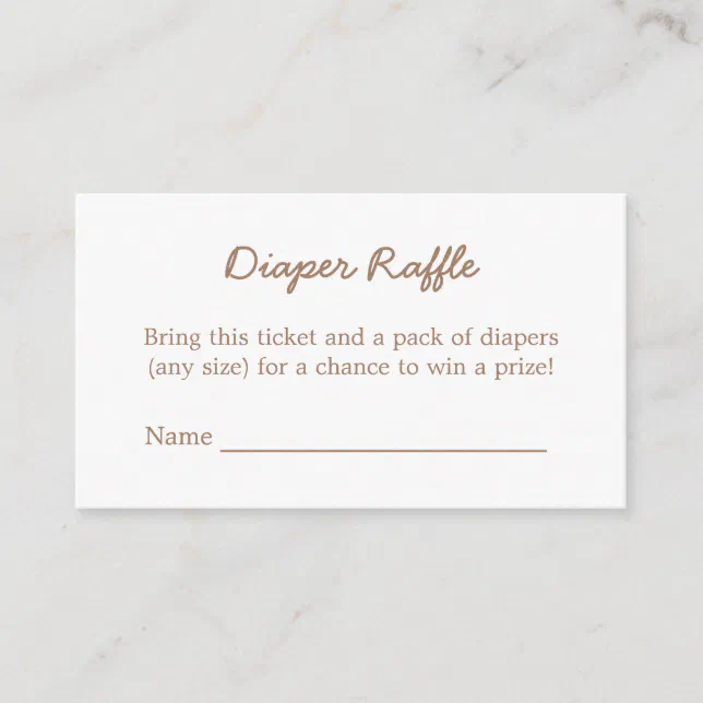 Diaper Raffle Minimalist Gentle Brown Enclosure Card