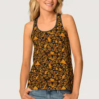 Orange and Black Monarch Butterfly Print Tank Top