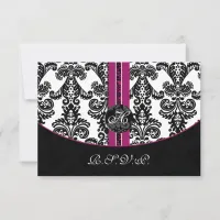 mod damask pink rsvp cards standard 3.5 x 5