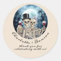 Hallowen Gothic Skulls Tarot The Lovers Wedding Classic Round Sticker