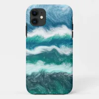 Turquoise and Blue Ocean Waves   iPhone 11 Case