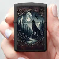 Wolf's Moonlight Serenade Zippo Lighter