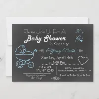 Chalkboard blue Baby shower Invitation