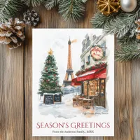 Watercolor Eiffel Tower Paris France Travel Holiday Postcard