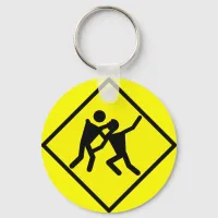 Zombie Warning Road Sign Keychain