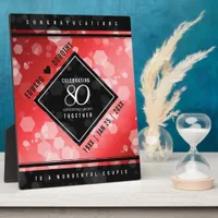 Elegant 80th Ruby Wedding Anniversary Celebration Plaque