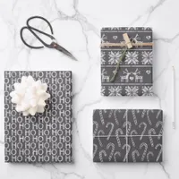 Chalkboard Rustic Black And White Christmas Wrapping Paper Sheets