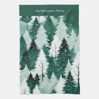 Forest Green Winter Trees Snow Christmas Kitchen Kitchen Towel