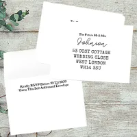 Elegant Mr & Mrs Wedding RSVP Self Addressed Envelope
