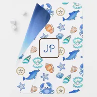 Personalized Seaside Beach Themed Boy's  Baby Blanket