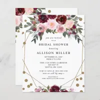 Budget Burgundy Gold Bridal Shower Invitation