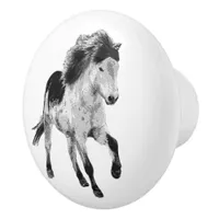 Icelandic horse in motion ceramic knob