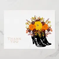 Sunflower Wedding Thank You Foil Holiday Postcard