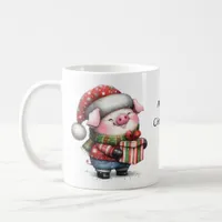 Watercolor Cute Pig Merry Christmas Coffee Mug