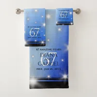 Elegant 67th Star Sapphire Wedding Anniversary Bath Towel Set