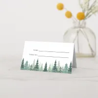 Rustic Watercolor Pine Winter Wedding  Place Card