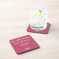 Red Hearts Personalized Beverage Coaster