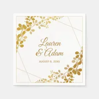 Gold Foil Baby's Breath or Vines Wedding Napkins