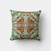 Hand Drawn Owl Mandala Artwork Throw Pillow