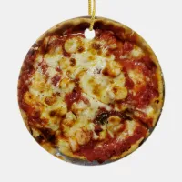 Cheesy Shrimp Deep Dish Pizza Christmas Ceramic Ornament