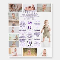 One Year Photos Stats Baby 1st Birthday Milestone Foam Board