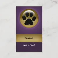 elegant purple paw print pet care Business Cards