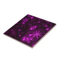 Snowflakes with Purple Background Tile