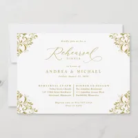 Elegant Vintage Gold Wedding Rehearsal Dinner Invitation