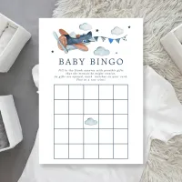 Vintage Airplane Watercolor Baby Bingo Invitation