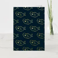 Anglerfish on Dark Blue Folded Foil Greeting Card