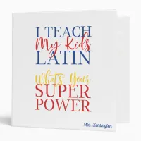 Classical Christian Homeschool Latin Superhero Mom 3 Ring Binder