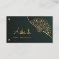 Green Gold Mandala Elegant Modern  Business Card