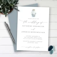 Elegant Beach Seashell Modern Script Wedding Invitation