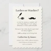 Mascara or Mustache Funny Quirky Gender Reveal  Invitation