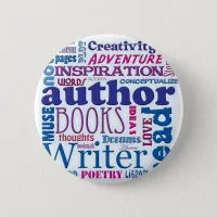 All About Authors blue Pinback Button