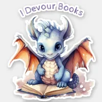 *~* Books Reading Baby Dragon  - AP88 I DEVOUR Sticker