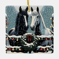 Festive Horses | Merry Christmas Ceramic Ornament