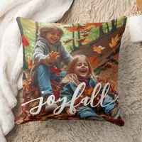 Joyfall Autumn Fall Leaves Custom Photo Throw Pillow