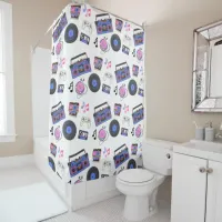 Retro 1980's Era Music Nostalgic Shower Curtain